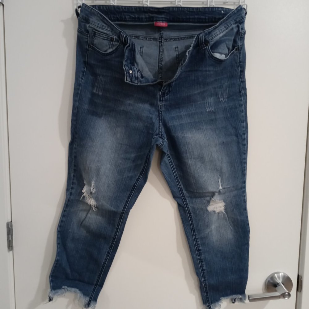 Almost famous mid rise distressed jeans
